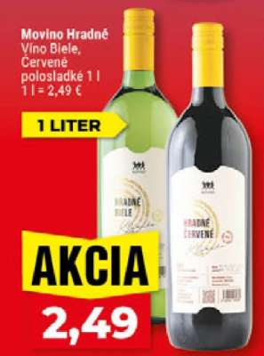 Movino Hradné víno biele, červené polosladké
