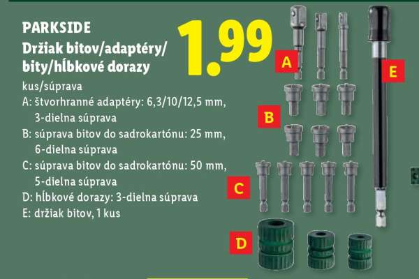 PARKSIDE Držiak bitov/adaptéry/bity/hĺbkové dorazy