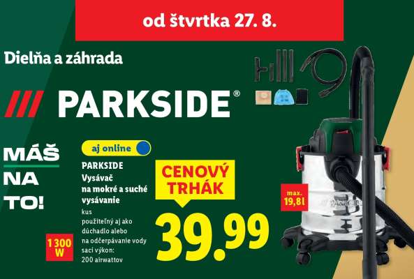Parkside Vysávač na mokré a suché vysávanie