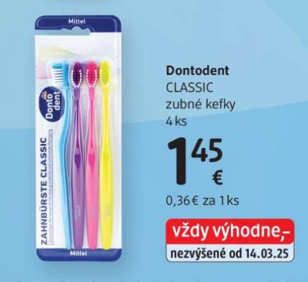 Dontodent CLASSIC zubné kefky 4 ks