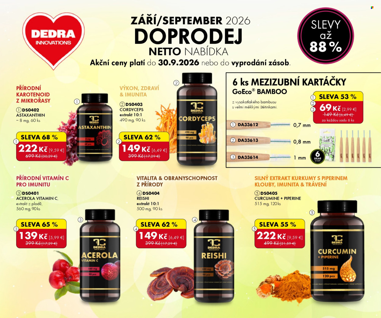 Leták Dedra - 23.8.2026 - 30.9.2026. Strana 1