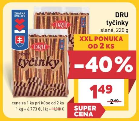 DRU tyčinky slané, 220 g