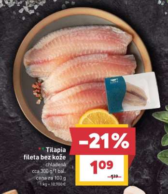 Tilapia fileta bez kože