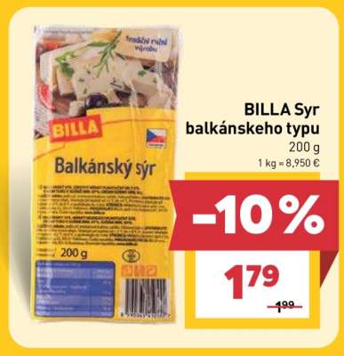 BILLA syr balkánskeho typu