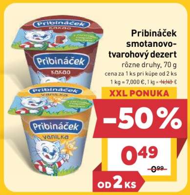 Pribináček smotanovo-tvarohový dezert