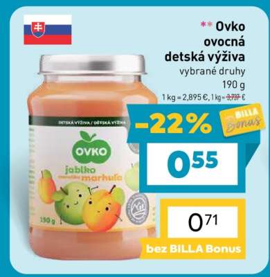 Ovko ovocná detská výživa