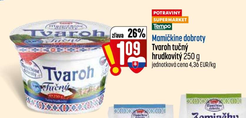 Mamičkine dobroty Tvaroh tučný hrudkovitý 250 g