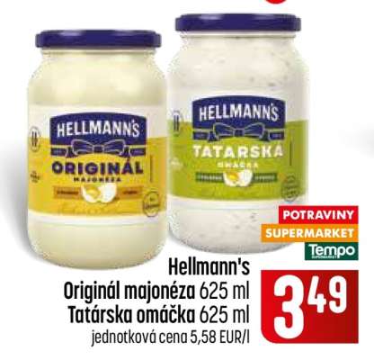 Hellmann's Originál majonéza 625 ml Tatárska omáčka 625 ml