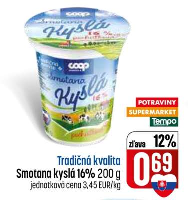 Smetana kyslá 16% 200 g