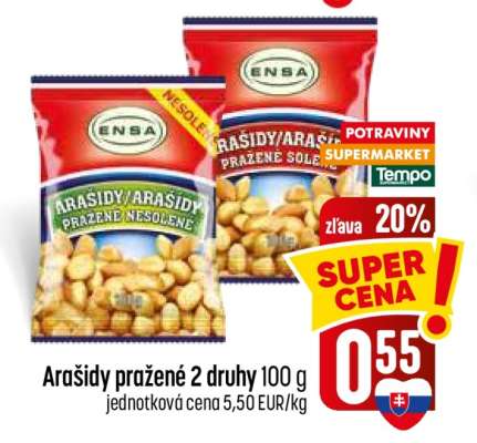 Arašidy pražené 2 druhy