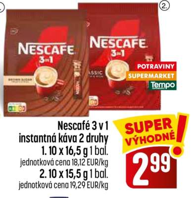 Nescafé 3 v 1 instantná káva 2 druhy