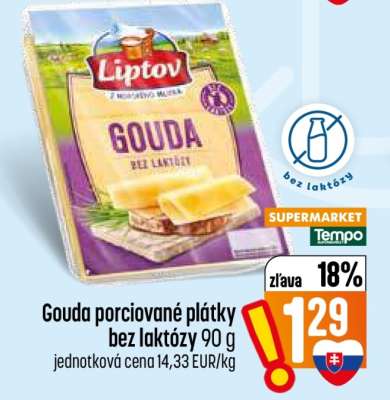 Gouda porciované plátky bez laktózy 90 g