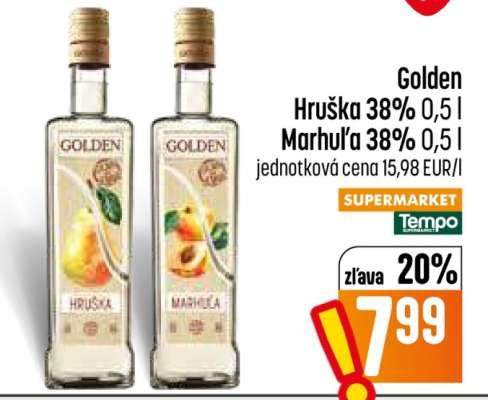 Golden Hruška 38% 0,5 l / Marhuľa 38% 0,5 l