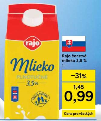 Rajo čerstvé mlieko 3,5 %