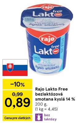 Rajo Lakto Free bezlaktózová smotana kyslá 14 %