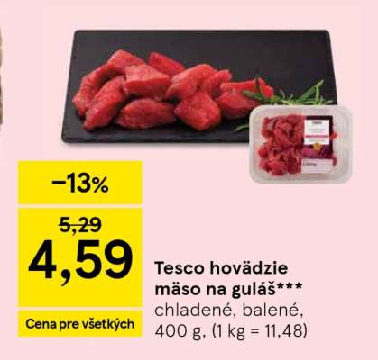Tesco hovädzie mäso na guláš