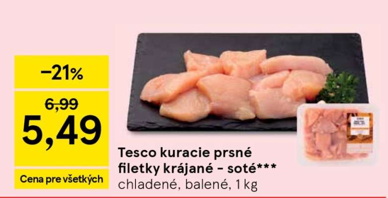 Tesco kuracie prsné filety krájane – soté
