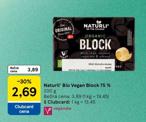 Naturli' Bio vegan block 75 %
