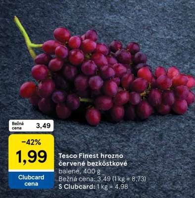 Tesco Finest hrozno červené bezkôstkové