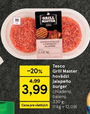 Tesco Grill Master hovädzí jalapeño burger