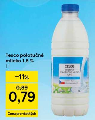 Tesco polotučné mlieko 1,5 %
