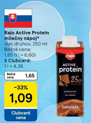 RAJO ACTIVE PROTEIN Mliečny nápoj