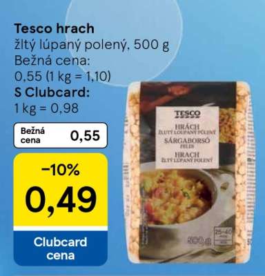 Tesco hrách žlutý loupaný polený, 500 g