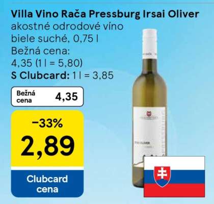 Villa Vino Rača Pressburg Irsai Oliver