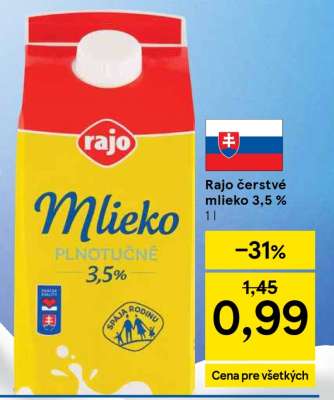 Rajo čerstvé mlieko 3,5 %
