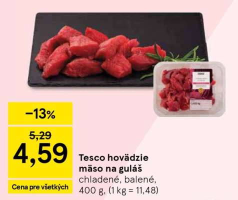Tesco hovädzie mäso na guláš