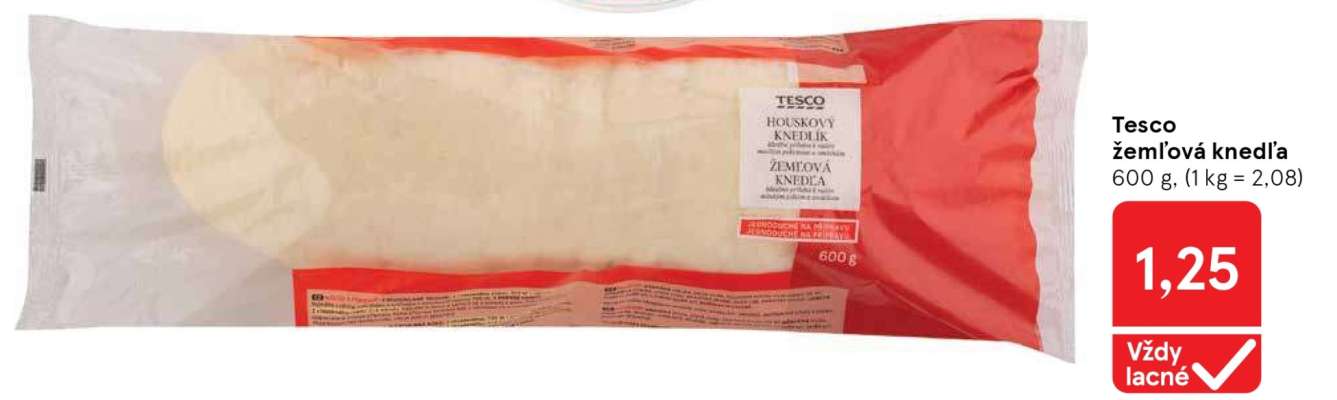 Tesco žemľová knedľa