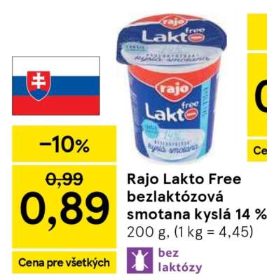 Rajo Lakto Free bezlaktózová smotana kyslá 14 %
