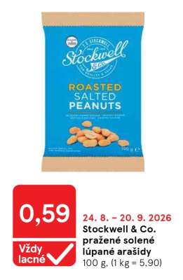 Stockwell & Co. pražené solené lúpané arašidy