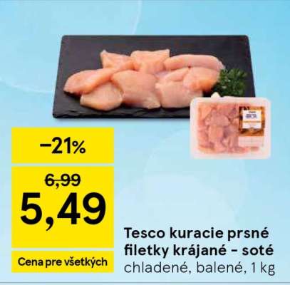 Tesco kuracie prsné filety krájane – soté