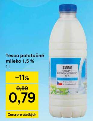 Tesco polotučné mlieko 1,5 %