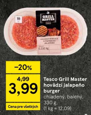 Tesco Grill Master hovädzí jalapeño burger