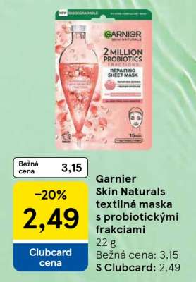 Garnier Skin Naturals textilná maska s probiotickými frakciami