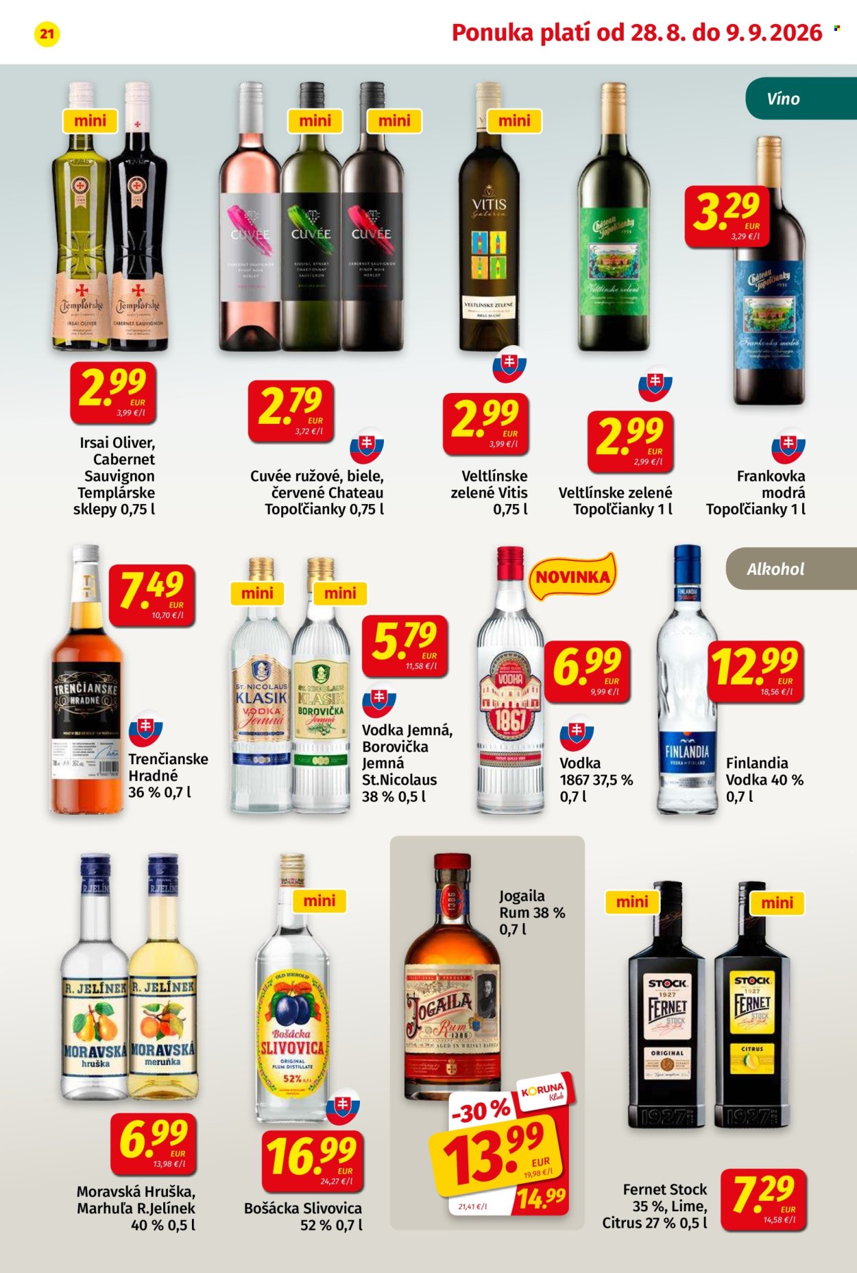 Leták Potraviny KORUNA - 28.8.2026 - 9.9.2026. Strana 21