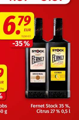 Fernet Stock 35 %, Citrus 27 % 0,5 l