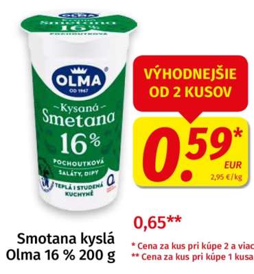 Smotana kyslá Olma 16 % 200 g
