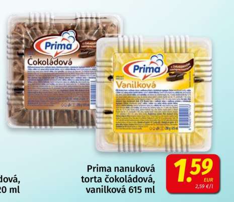 Prima nanuková torta čokoládová, vanilková 615 ml