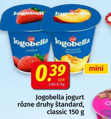Jogobella jogurt rôzne druhy štandard, classic 150 g