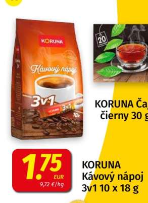 KORUNA Kávový nápoj 3v1 10 x 18 g