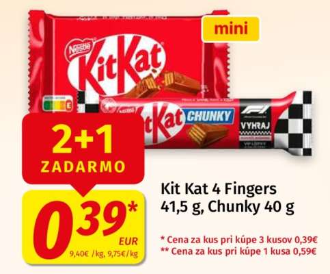 Kit Kat 4 Fingers 41,5 g, Chunky 40 g