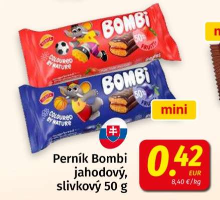 Perník Bombi jahodový, slivkový 50 g