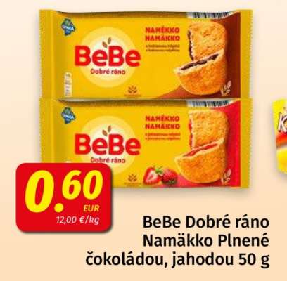BeBe Dobré ráno Naměkko Plněné čokoládou, jahodou 50 g