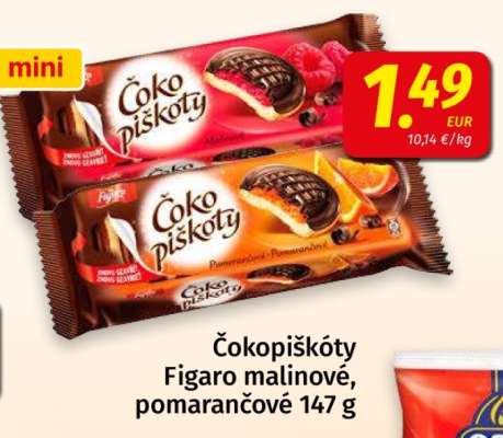 Čokopiškóty Figaro malinové, pomarančové 147 g