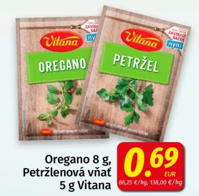 Oregano 8 g, Petržlenová vňať 5 g Vitana