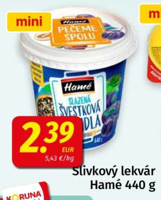 Slivkový lekvár Hamé 440 g