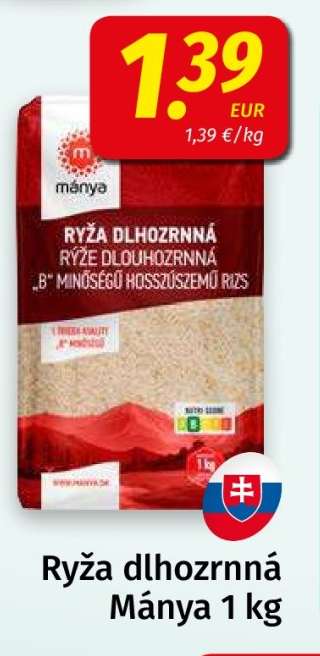 Ryža dlhozrnná Mánya 1 kg